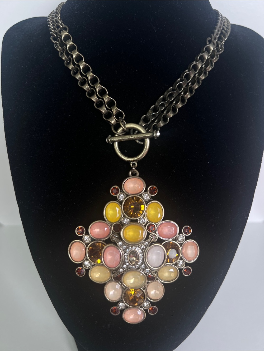 LOGO by Lori Goldstein Statement Pendant Necklace Multicolor Renaissance Revival